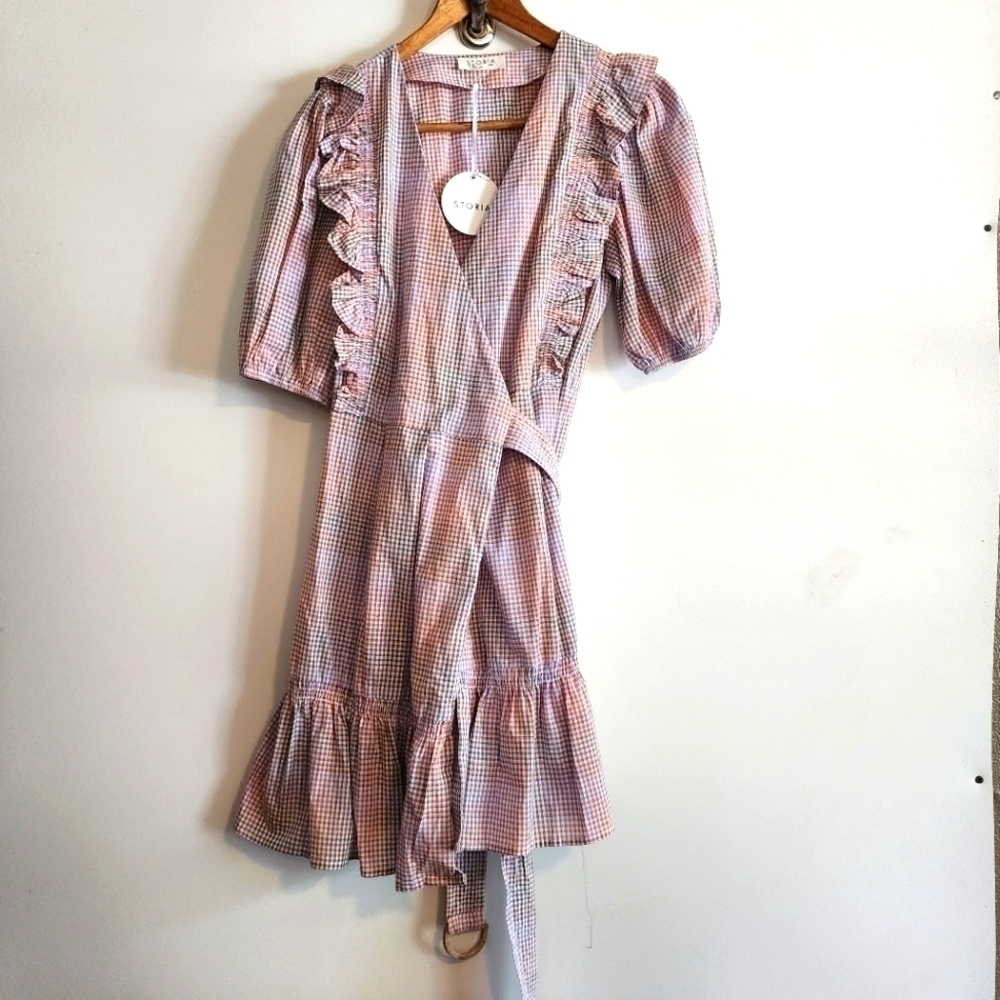 STORIA Plaid Wrap Dress Size M